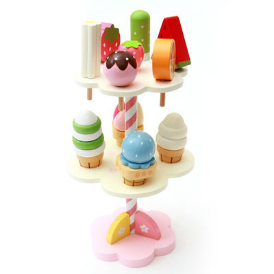Helado magnético de madera de la simulación realista Toy With Display Stand