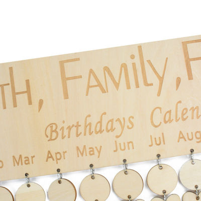 OEM colgante de madera del calendario del cumpleaños del color beige ISO9001