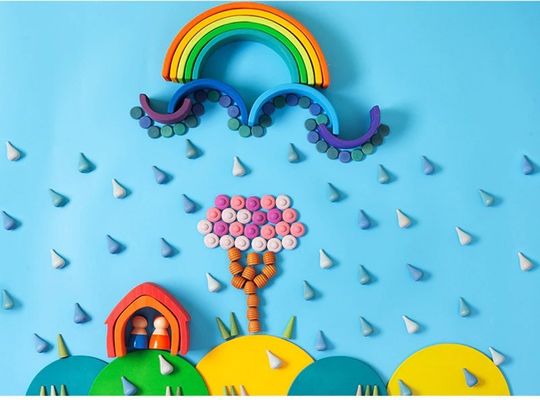 juguetes de madera educativos de Montessori del apilador del arco iris 6pcs