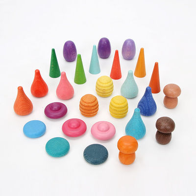juguetes de madera educativos de Montessori del apilador del arco iris 6pcs