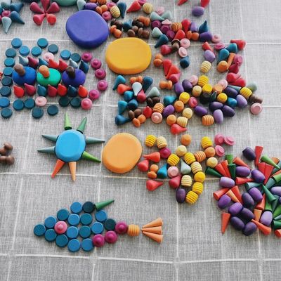 juguetes de madera educativos de Montessori del apilador del arco iris 6pcs