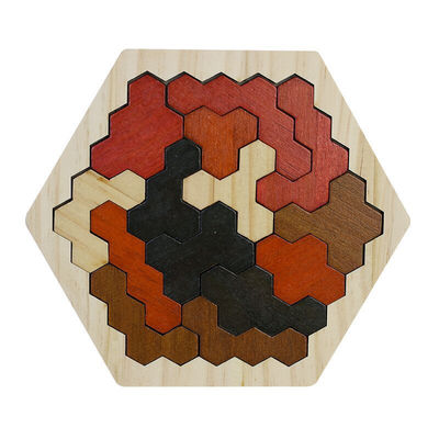 Rompecabezas de madera hexagonales de Montessori de los niños