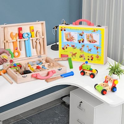 Juguete de madera de la caja de herramientas de la simulación multifuncional del niño del ODM