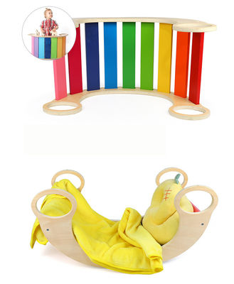 Marco que sube de madera del arco iris de Montessori del bebé del OEM
