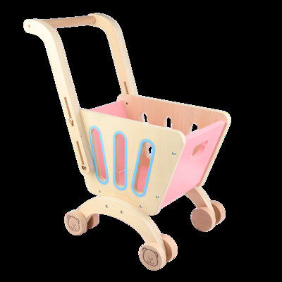 La cubierta doble Toy Shopping Trolley de madera de los niños
