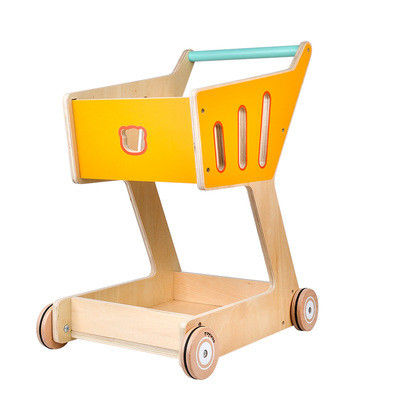 La cubierta doble Toy Shopping Trolley de madera de los niños
