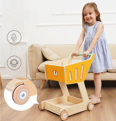 La cubierta doble Toy Shopping Trolley de madera de los niños