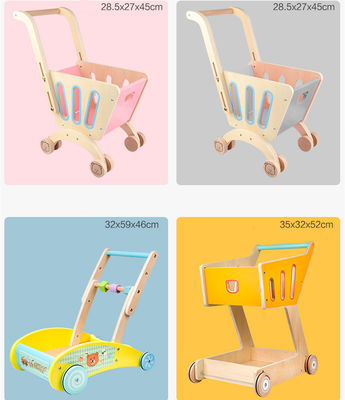 La cubierta doble Toy Shopping Trolley de madera de los niños