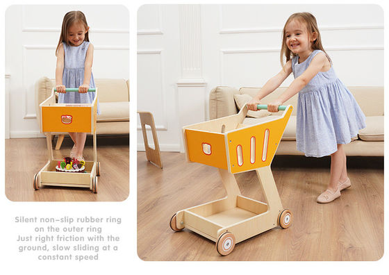 La cubierta doble Toy Shopping Trolley de madera de los niños