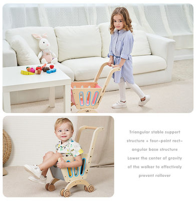 La cubierta doble Toy Shopping Trolley de madera de los niños