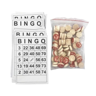 Juego de madera del bingo del ajedrez del vintage con 40 tarjetas DIY del número del bingo