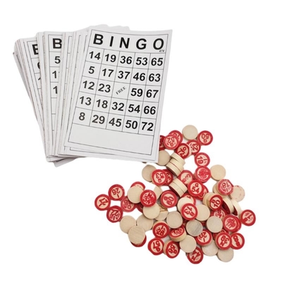 Juego de madera del bingo del ajedrez del vintage con 40 tarjetas DIY del número del bingo