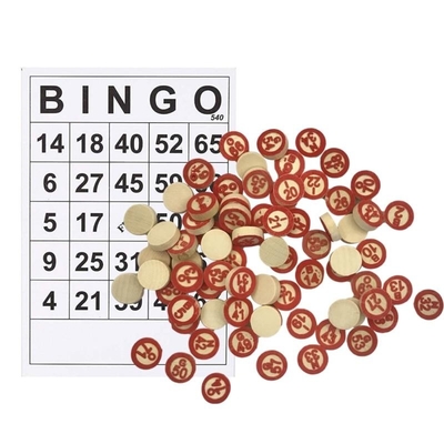 Juego de madera del bingo del ajedrez del vintage con 40 tarjetas DIY del número del bingo