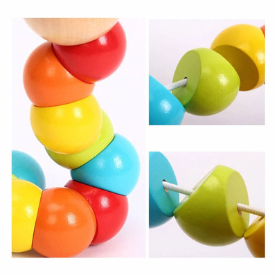Vagos coloridos de Caterpillar de los nuevos del arco iris del gusano de la torsión de la marioneta de la cognición de la diversión de los juguetes de la forma niños de madera cambiables educativos de los bloques
