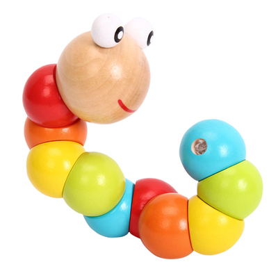 Vagos coloridos de Caterpillar de los nuevos del arco iris del gusano de la torsión de la marioneta de la cognición de la diversión de los juguetes de la forma niños de madera cambiables educativos de los bloques