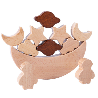 Los bloques de madera de los juguetes educativos de los niños de Montessori que las estrellas están en la luna apilaron el contra de madera de Toy Diy Baby Balance Training de los bloques