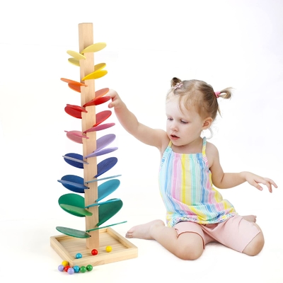 Montessori Toy Blocks Wooden Music Tree educativo con la madera de mármol de la inteligencia de los niños de los niños del bebé del juego de la pista del funcionamiento de la bola