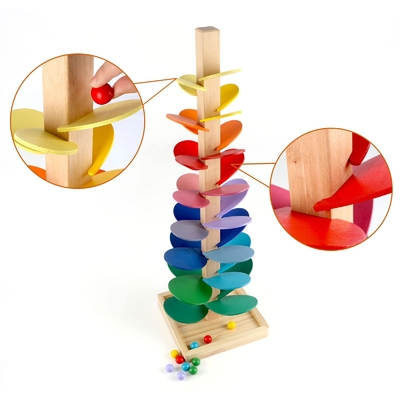 Montessori Toy Blocks Wooden Music Tree educativo con la madera de mármol de la inteligencia de los niños de los niños del bebé del juego de la pista del funcionamiento de la bola