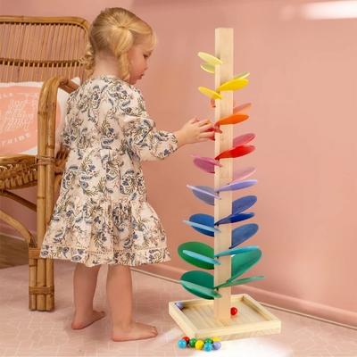 Montessori Toy Blocks Wooden Music Tree educativo con la madera de mármol de la inteligencia de los niños de los niños del bebé del juego de la pista del funcionamiento de la bola