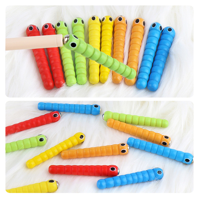 Juguetes educativos de cogida de Montessori de los accesorios de madera de los juguetes de los gusanos 1 del juego 5 del insecto de madera