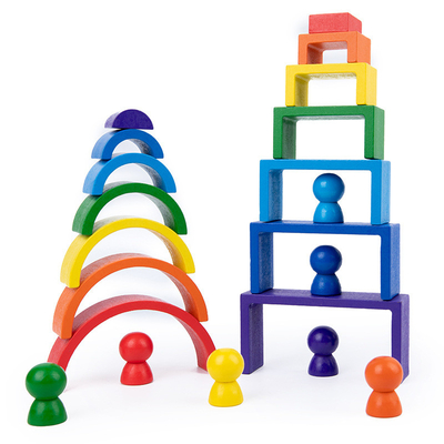 Unidades de creación de madera del arco iris de Montessori del bebé educativas