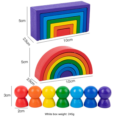 Unidades de creación de madera del arco iris de Montessori del bebé educativas