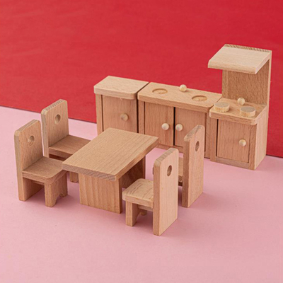 Muebles de madera de la tabla del comedor de la casa de muñecas para la educación del regalo del niño