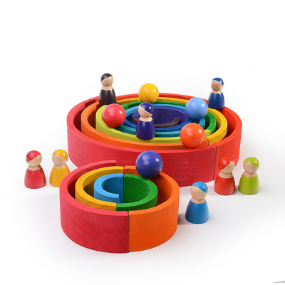 Unidades de creación de madera del arco iris de los juguetes de DIY 3D de gran tamaño para los niños de los niños