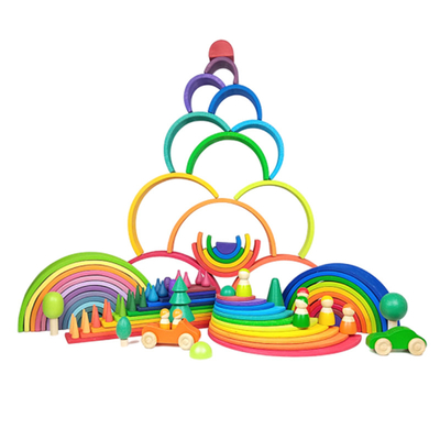 Unidades de creación de madera del arco iris de los juguetes de DIY 3D de gran tamaño para los niños de los niños