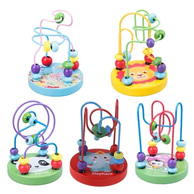 Los juguetes de madera de Montessori para el niño que los círculos de madera gotean el alambre Maze Roller Coaster Educational Wood desconciertan los juguetes del bebé