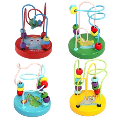 Los juguetes de madera de Montessori para el niño que los círculos de madera gotean el alambre Maze Roller Coaster Educational Wood desconciertan los juguetes del bebé