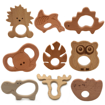 Forma animal de madera de la tortuga de la ballena de la koala de la tortuga de la categoría alimenticia de Teethers del bebé