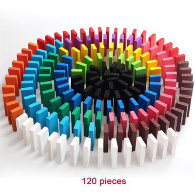 Unidades de creación de madera 120Pcs de los dominós del arco iris para los niños educativos