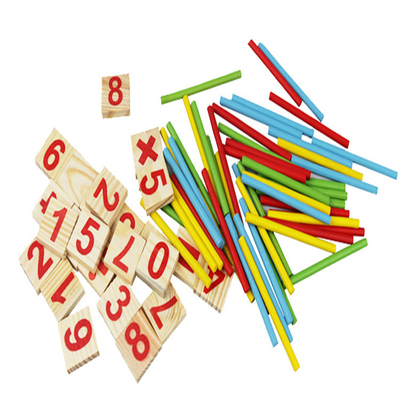 La figura bloquea la cuenta de los juguetes de madera de la educación de los palillos que construyen la caja de madera matemática de Montessori del bloque de la inteligencia