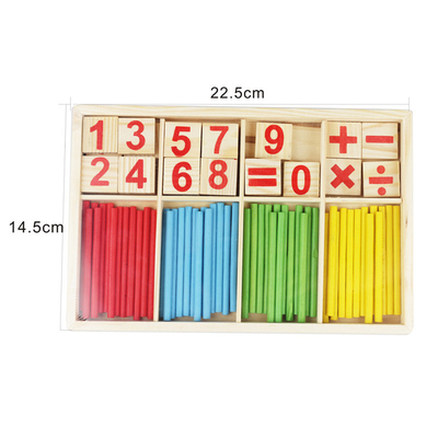 La figura bloquea la cuenta de los juguetes de madera de la educación de los palillos que construyen la caja de madera matemática de Montessori del bloque de la inteligencia