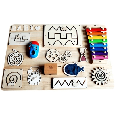 Bebé ocupado del desarrollo de la inteligencia de Chip Skill Training Game Puzzle de madera de los niños de los juguetes de Montessori de los accesorios del tablero DIY del bebé