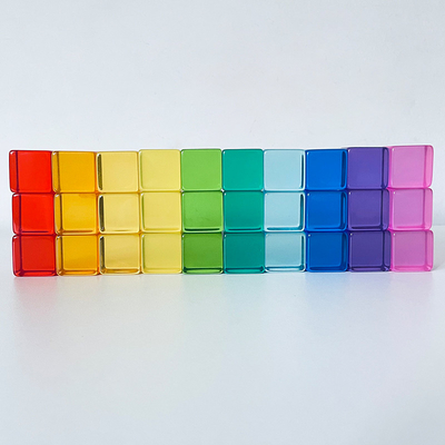 La calle grande Gem Blocks Kids Transparent Windows de madera del color bloquea al bebé de acrílico de los bloques de los cubos de los ladrillos del juego X que apila T
