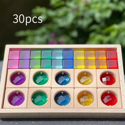 La calle grande Gem Blocks Kids Transparent Windows de madera del color bloquea al bebé de acrílico de los bloques de los cubos de los ladrillos del juego X que apila T