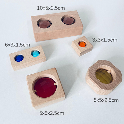 La calle grande Gem Blocks Kids Transparent Windows de madera del color bloquea al bebé de acrílico de los bloques de los cubos de los ladrillos del juego X que apila T