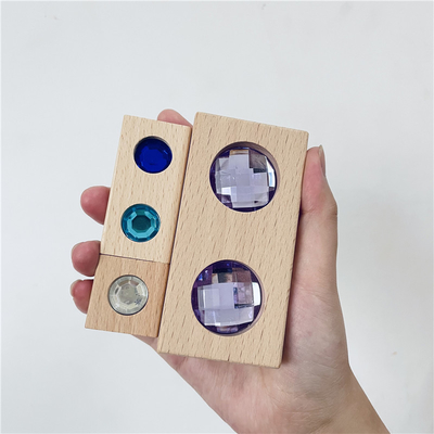 La calle grande Gem Blocks Kids Transparent Windows de madera del color bloquea al bebé de acrílico de los bloques de los cubos de los ladrillos del juego X que apila T