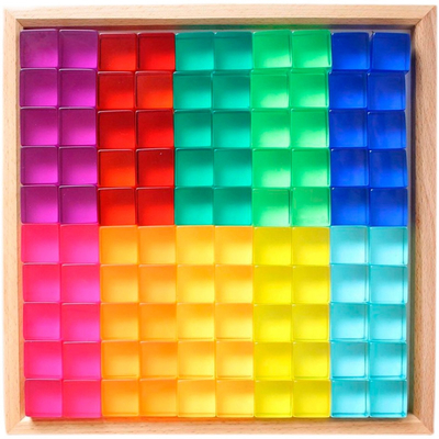 La calle grande Gem Blocks Kids Transparent Windows de madera del color bloquea al bebé de acrílico de los bloques de los cubos de los ladrillos del juego X que apila T