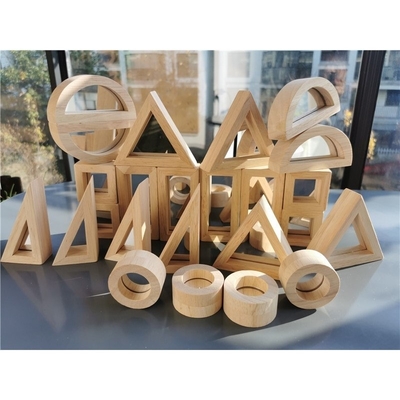 Madera de goma sólida de madera de Montessori Toy Sensory Rainbow Mirror Blocks de los niños que apila el apilador de acrílico de Buliding educativo