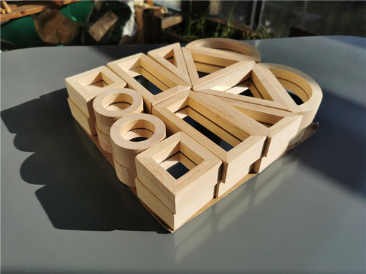 Madera de goma sólida de madera de Montessori Toy Sensory Rainbow Mirror Blocks de los niños que apila el apilador de acrílico de Buliding educativo