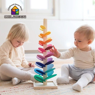Juguete educativo de la pista del funcionamiento de la bola de la bola del arco iris del pétalo del bebé de Montessori del árbol de Toy Children de madera de las unidades de creación para el soldado enrollado en el ejército de los niños