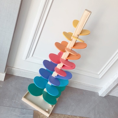 Juguete educativo de la pista del funcionamiento de la bola de la bola del arco iris del pétalo del bebé de Montessori del árbol de Toy Children de madera de las unidades de creación para el soldado enrollado en el ejército de los niños