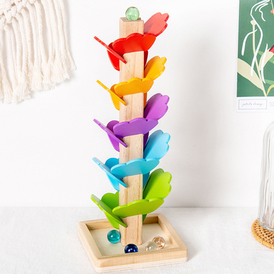 Juguete educativo de la pista del funcionamiento de la bola de la bola del arco iris del pétalo del bebé de Montessori del árbol de Toy Children de madera de las unidades de creación para el soldado enrollado en el ejército de los niños