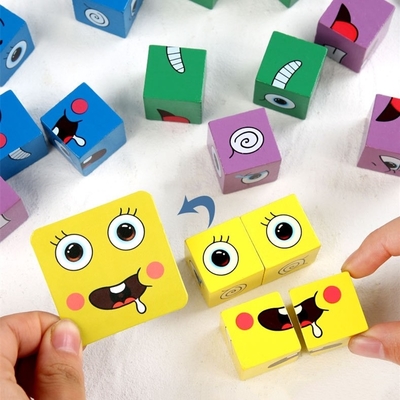 Nuevo niño de los juguetes de las unidades de creación del cubo del cambio de la cara del rompecabezas de la expresión de Montessori que aprende el juguete educativo del partido para los niños