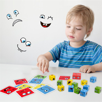 Nuevo niño de los juguetes de las unidades de creación del cubo del cambio de la cara del rompecabezas de la expresión de Montessori que aprende el juguete educativo del partido para los niños