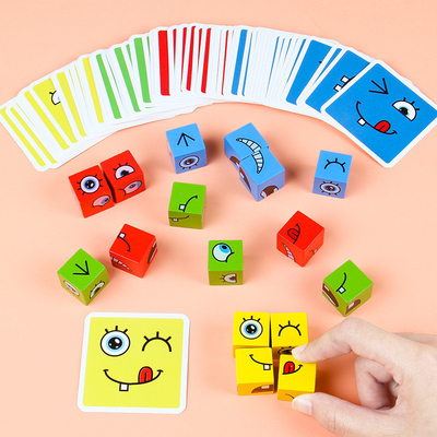 Nuevo niño de los juguetes de las unidades de creación del cubo del cambio de la cara del rompecabezas de la expresión de Montessori que aprende el juguete educativo del partido para los niños