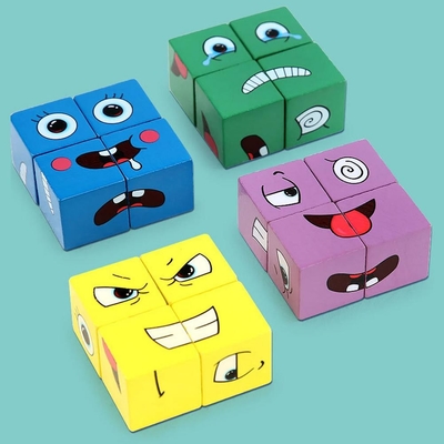 Nuevo niño de los juguetes de las unidades de creación del cubo del cambio de la cara del rompecabezas de la expresión de Montessori que aprende el juguete educativo del partido para los niños